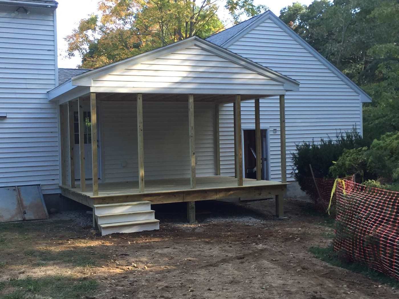 Breezeway framed between house and garage