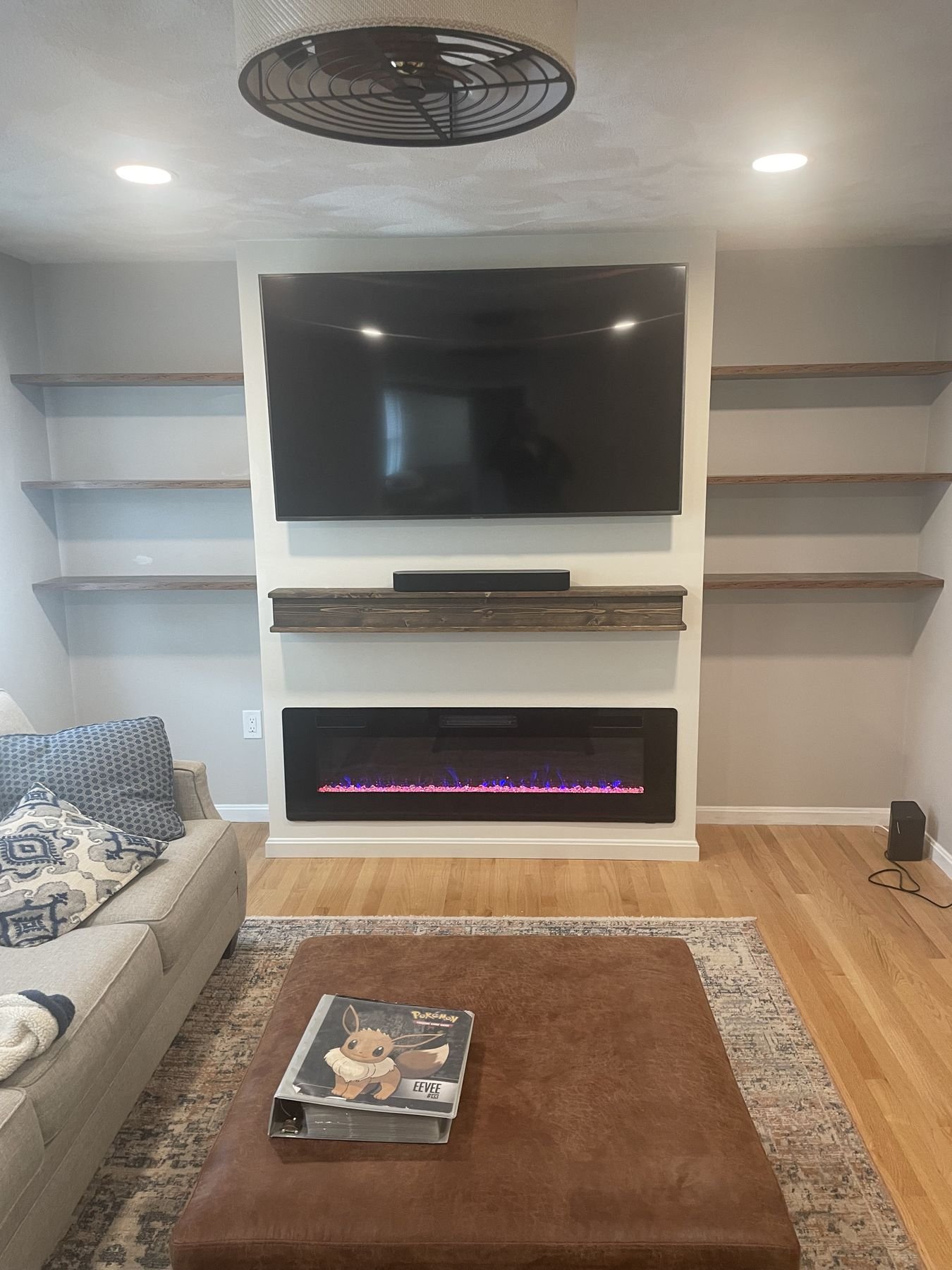 TV wall with shelving