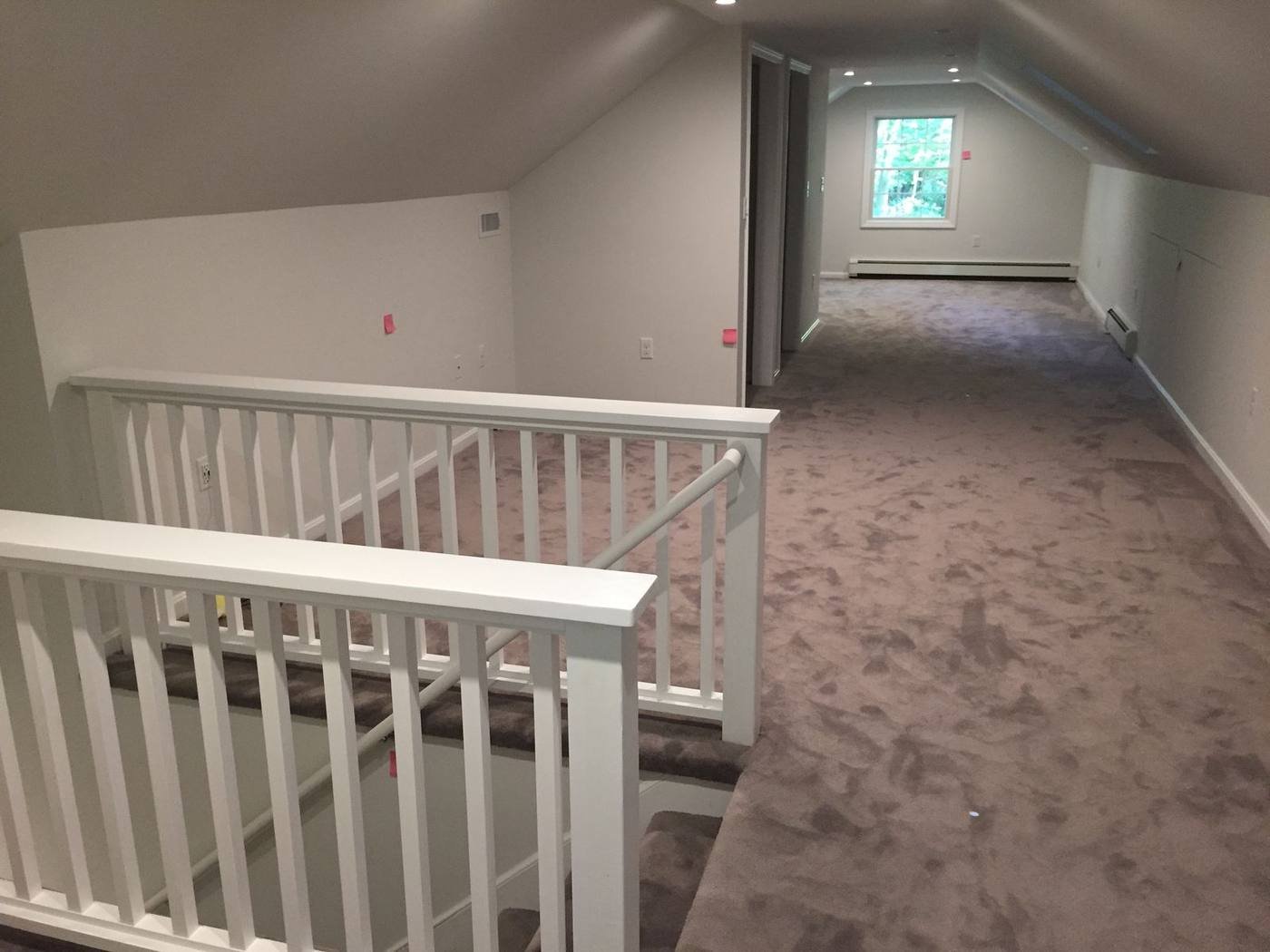New stair railing at the top of the second floor stairs