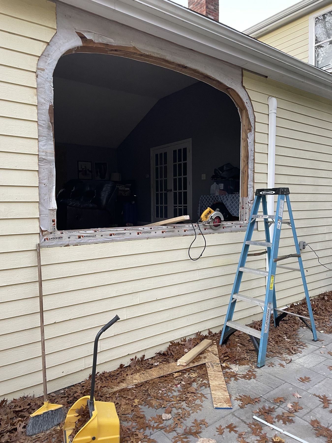 Wall opening cut for a new window